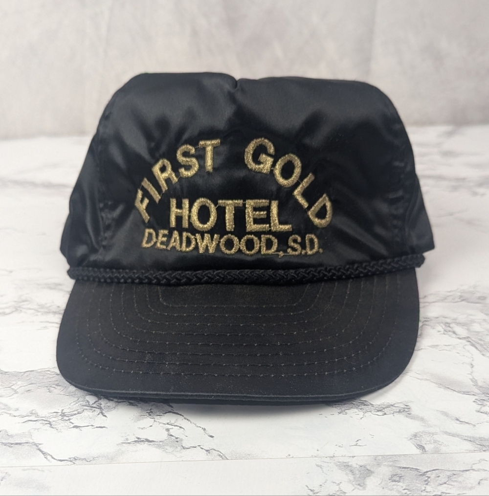 Deadwood South Dakota Satin Vintage Cap With Adjustable Band By Nissin Black